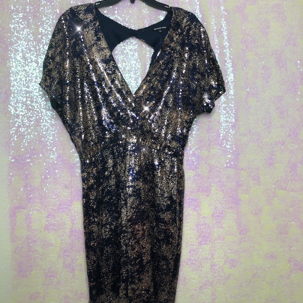 Navy blue & gold party dress!
